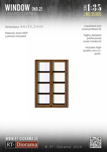 RT-Diorama 1:35 - 35905 Lasercut Georgian Bar Window No.2 (3 pcs)