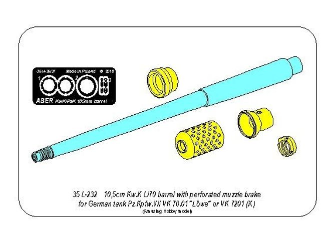 Hovedbilde 10,5cm KwK L/70 barrel with perforated muzzle ...