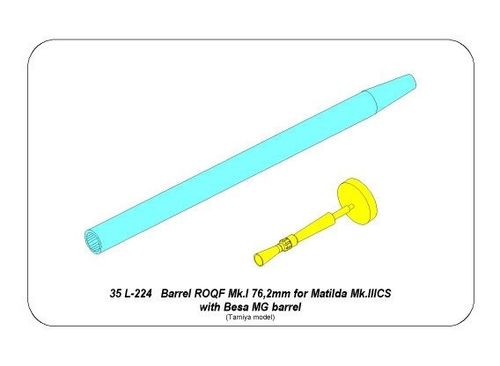 Barrel ROQF Mk.I 76,2mm for Matilda Mk.IIICS  with Besa MG barrel