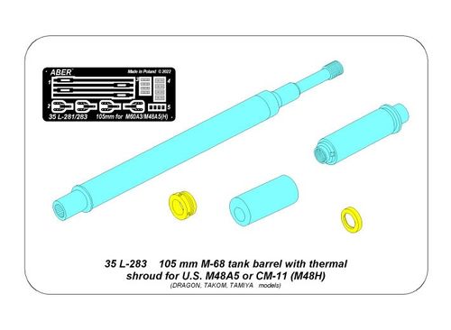 105 mm M-68 barrel with thermal shroud for  M48A5 Tank