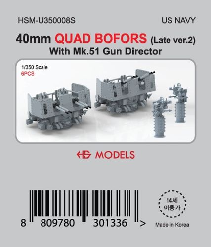 HS Models 1:350 - 40mm Quad Bofors (Late Version 2) with MK-51