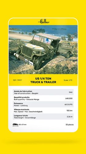 Heller 1:72 - US 1/4 Ton Truck And Trailer 79997 