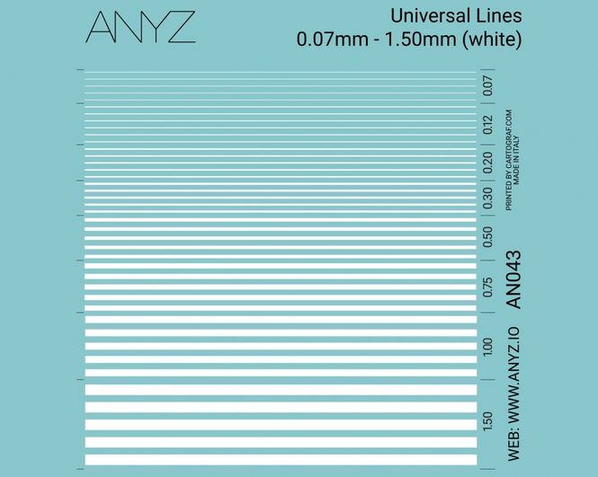 Hovedbilde ANYZ Universallinjer 0,07 mm - 1,50 mm (hvit)