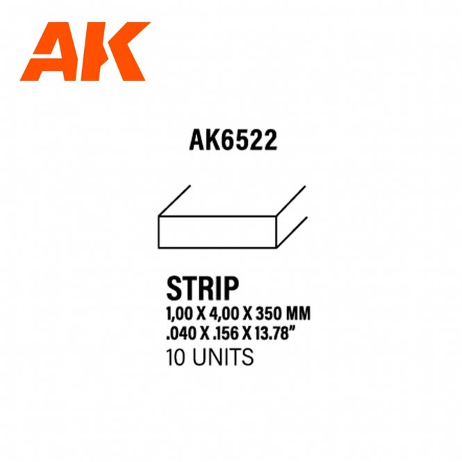 Main Image Strips 1.00 x 4.00 x 350mm - STYRENE STRIP