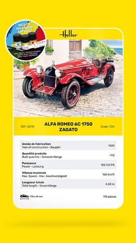 Heller 1:24 - Alfa Romeo 1750cc Zagato Starter Kit 56715 
