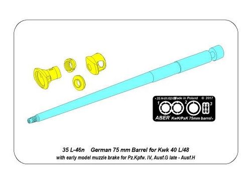 Germ.75mm barrel for KwK 40L/48 with early model muzzle brake for Pz.Kpfw.iV,Ausf.G late-Ausf.H