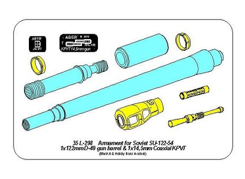 Armament for Soviet SU-122-54: 1x122 mm D-49 gun barrel, 1x14,5 mm KPVT