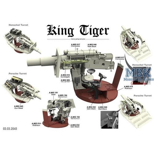 Takom 1:35 - King Tiger Porsche Turret w/Zimmerit - INTERIOR