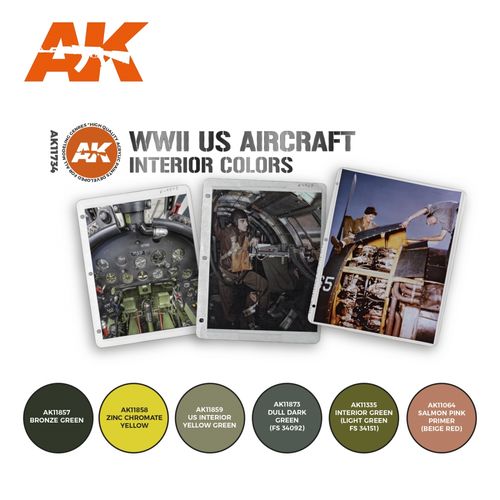 AK-Interactive AK 11734 WWII US Aircraft Interior Colors Set