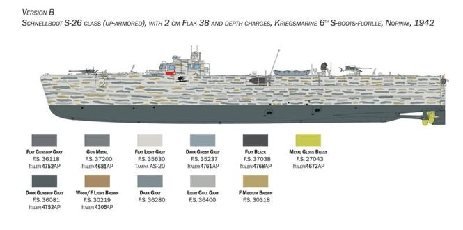 Hovedbilde Italeri 1:35 - Schnellboot S-26/S-38 with 2cm ...