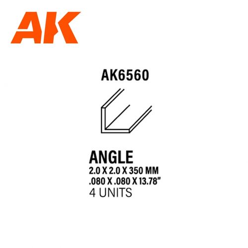 Angle 2.0 x 2.0 x 350mm - STYRENE STRIP