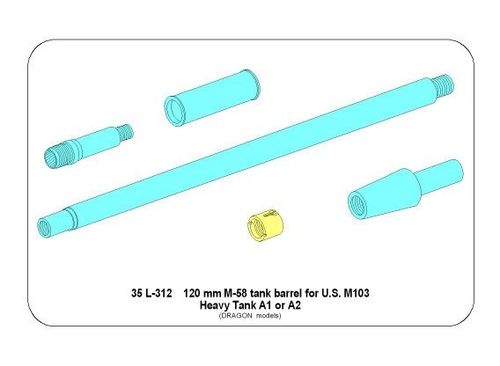 120 mm M-58 tank barrel for U.S. M103 Heavy Tank A1 or A2