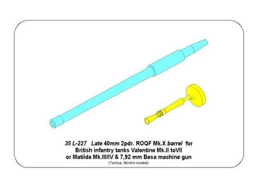 Late barrel for Valentine Mk.II to VII or Matilda Mk.III/IV with Besa MG barrel
