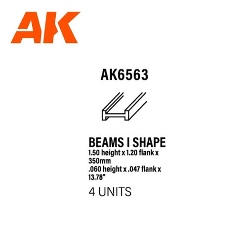 BEAMS I SHAPE 1.5 x 1.2 x 350mm x 4units STYRENE