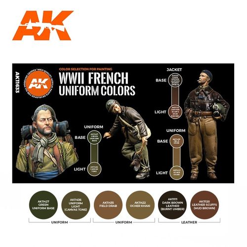 AK-Interactive AK 11633 WWII FRENCH UNIFORM COLORS SET