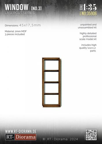 RT-Diorama 1:35 - 35906 Lasercut Georgian Bar Window No.3 (3 pcs)