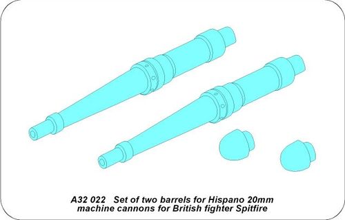 2 barrels for Hispano 20mm for Spitfire - Aber Models