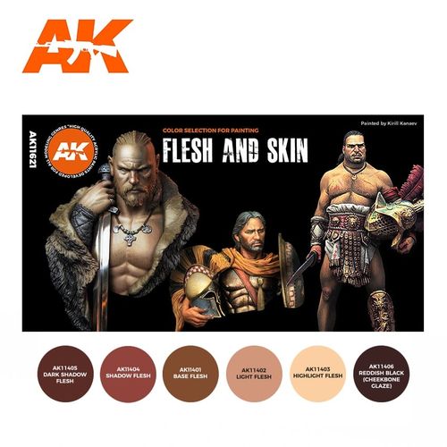 AK-Interactive AK 11621 FLESH AND SKIN COLORS (THE ORIGINAL SELECTION) SET
