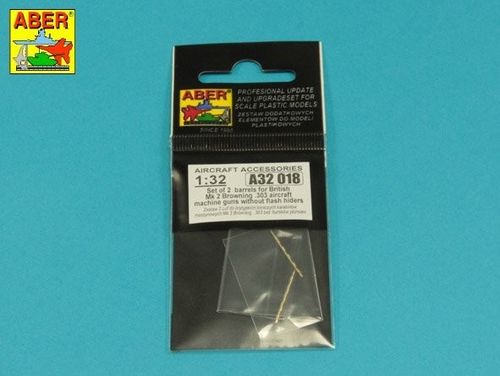 Set of 2  barrels for British Browning .303 aircraft machine guns without flash hiders - Aber Models