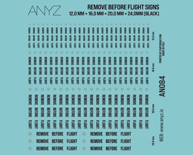 Main Image ANYZ Remove before flight signs 12,0 mm + 16,0 mm ...