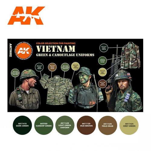 AK-Interactive AK 11682 VIETNAM GREEN & CAMOUFLAGE UNIFORMS SET
