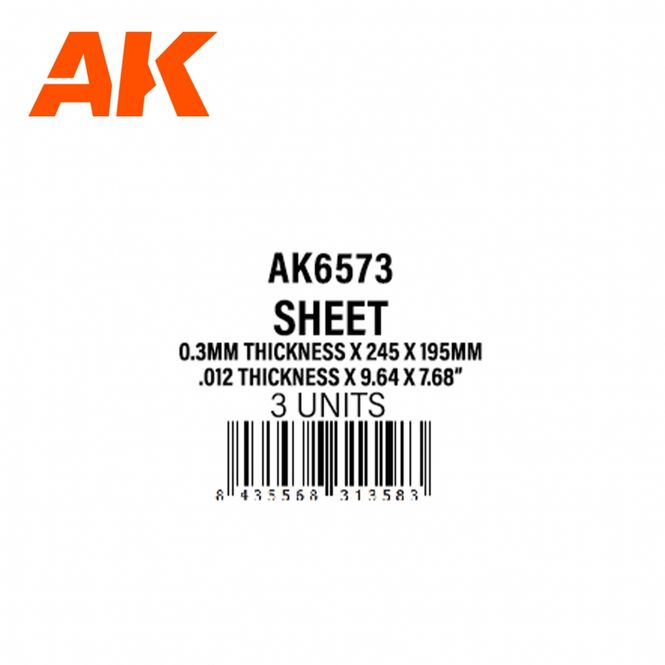 Main Image 0.3mmthickness x 245 x 195mm - STYRENE SHEET