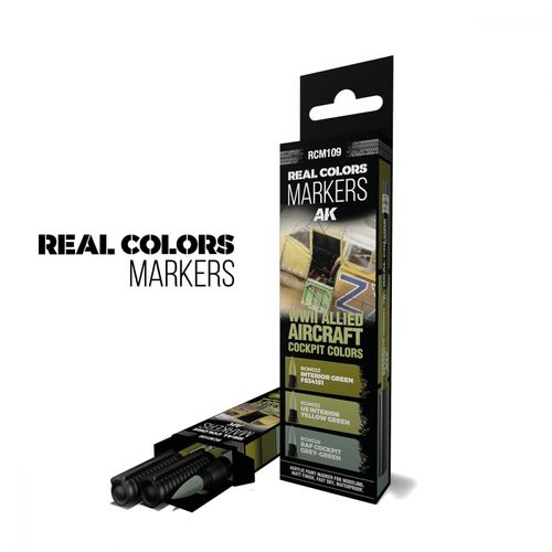AK Real Colors Markers - Allied WWII Aircraft Cockpit Colors - 3 markers